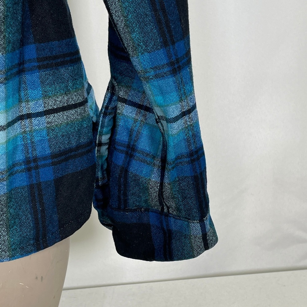 Pendleton Wool Blue Black Plaid Button Down Flannel Shirt Women's MEDIUM - Picture 6 of 9